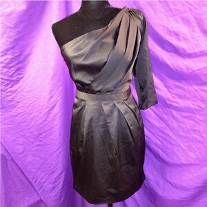 Black Narcia Lang One-Shoulder Dress